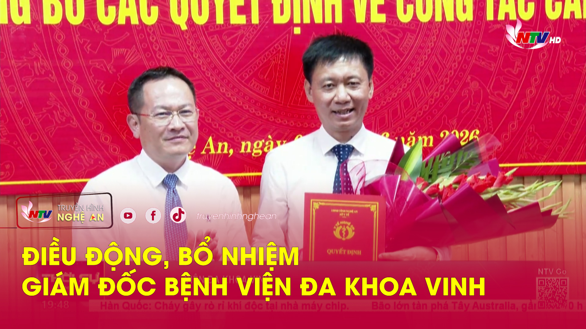 Điều động, bổ nhiệm Giám đốc Bệnh viện Đa khoa Vinh
