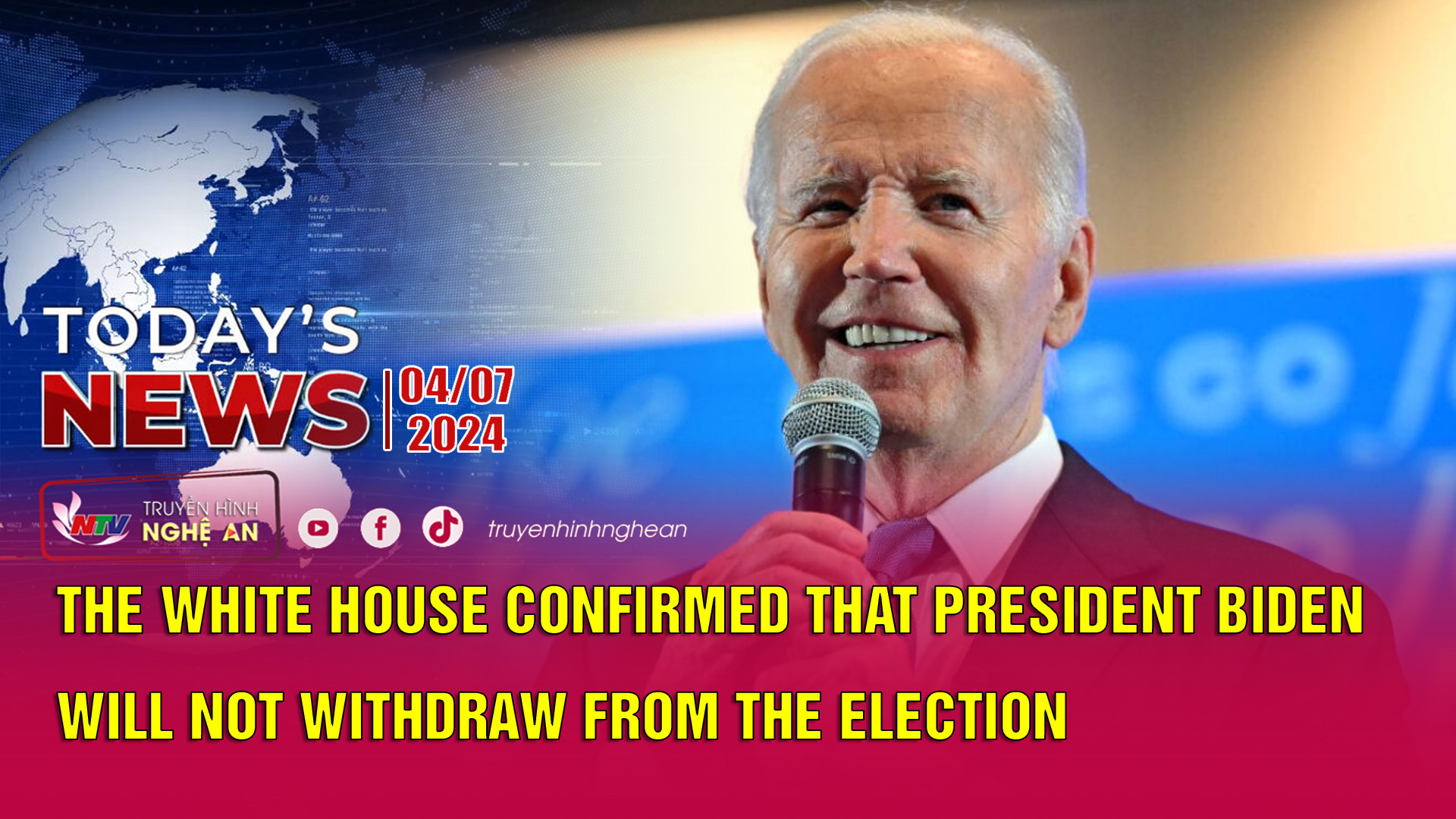 Today's News 04/7/2024: The White House confirmed Biden will not withdraw from election