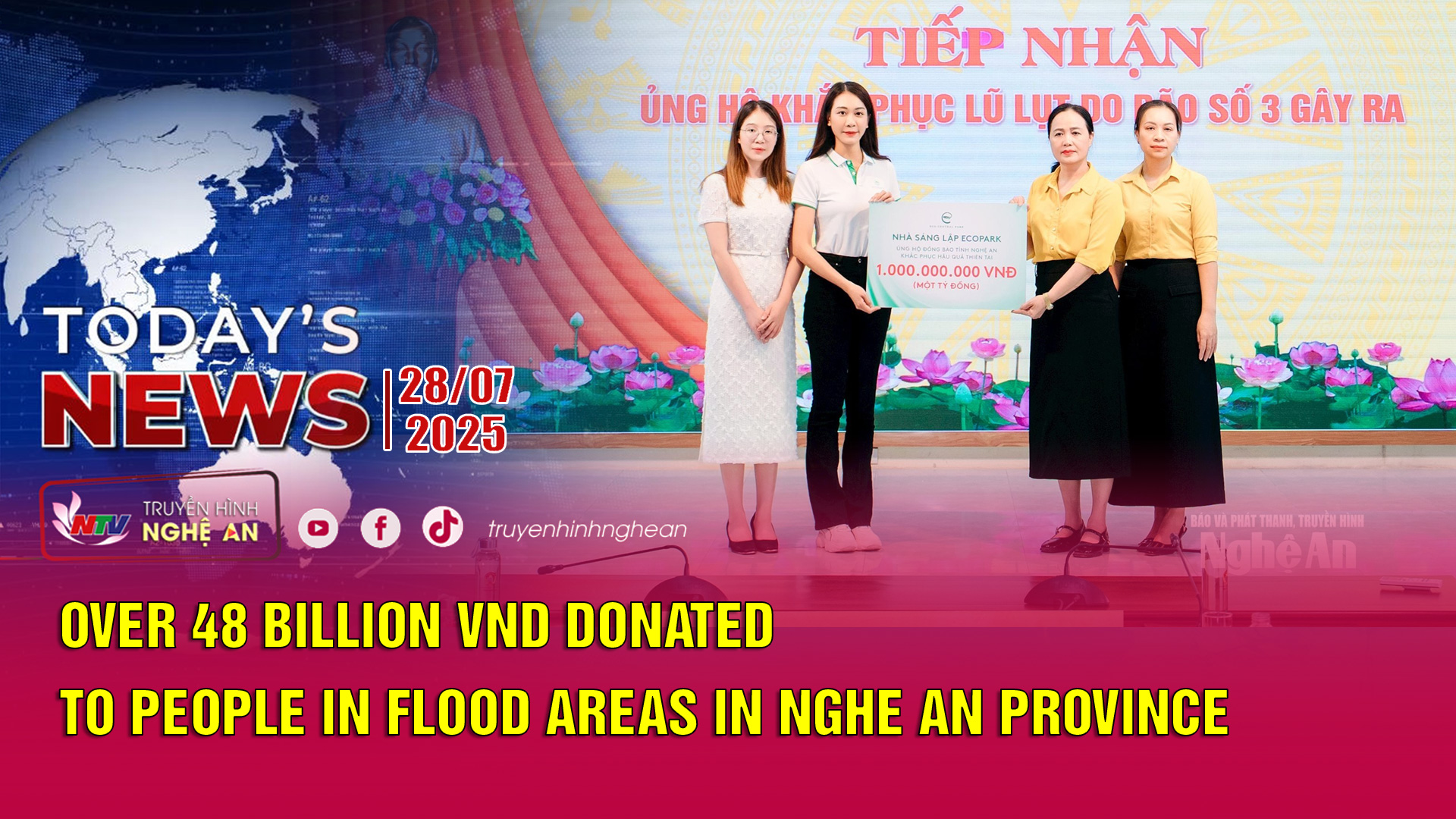 Today's News - 28/7/2025: Over 48 billion VND donated to people in flood areas in Nghe An Province