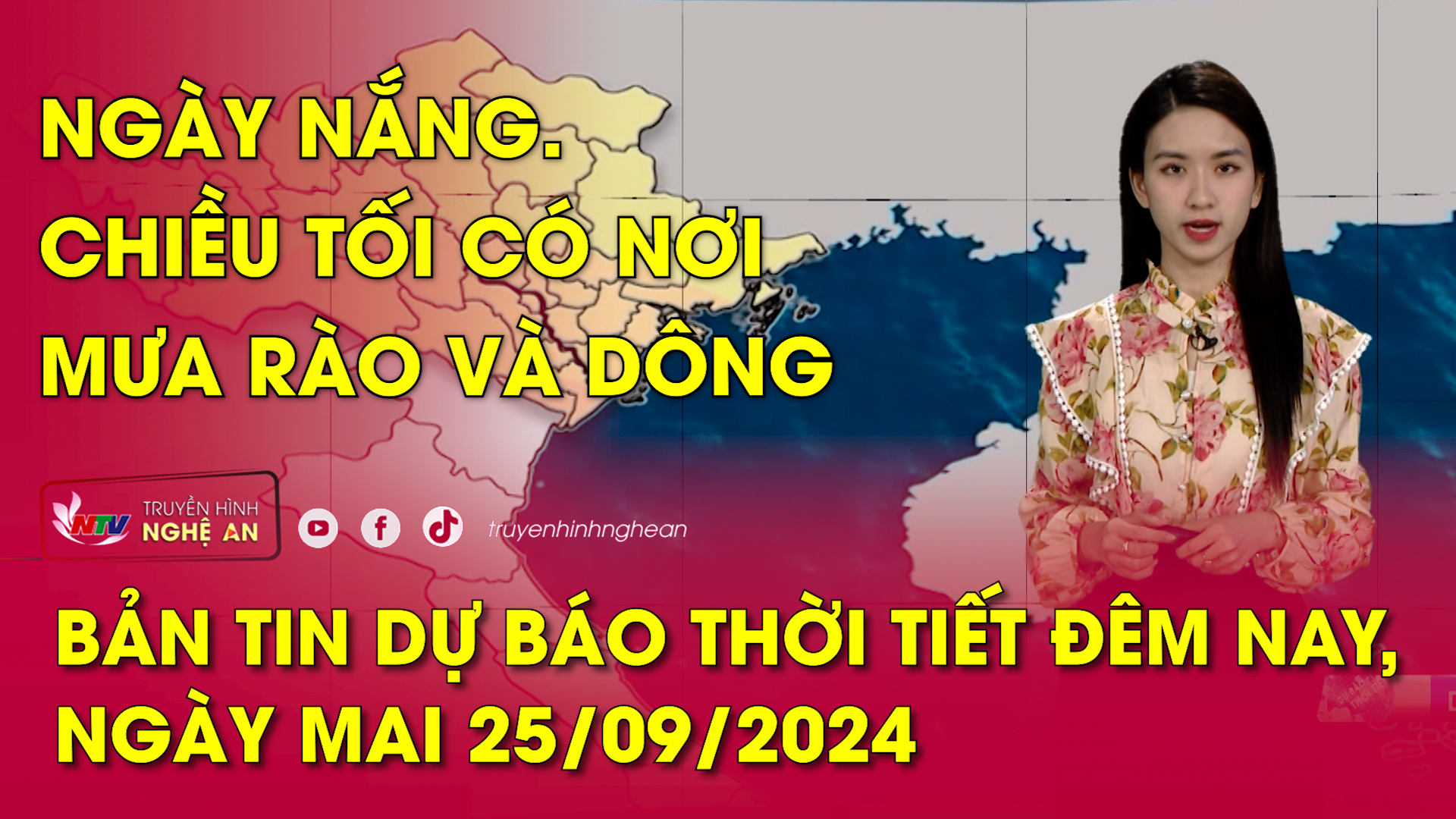 Dự báo thời tiết đêm nay, ngày mai 25/9/2024: Ngày nắng. Chiều tối có nơi mưa rào và dông