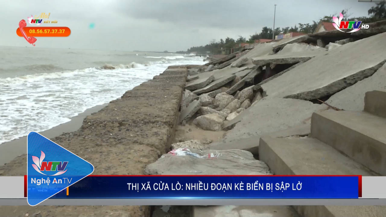 Thị xã Cửa Lò: Nhiều đoạn kè biển bị sập lở
