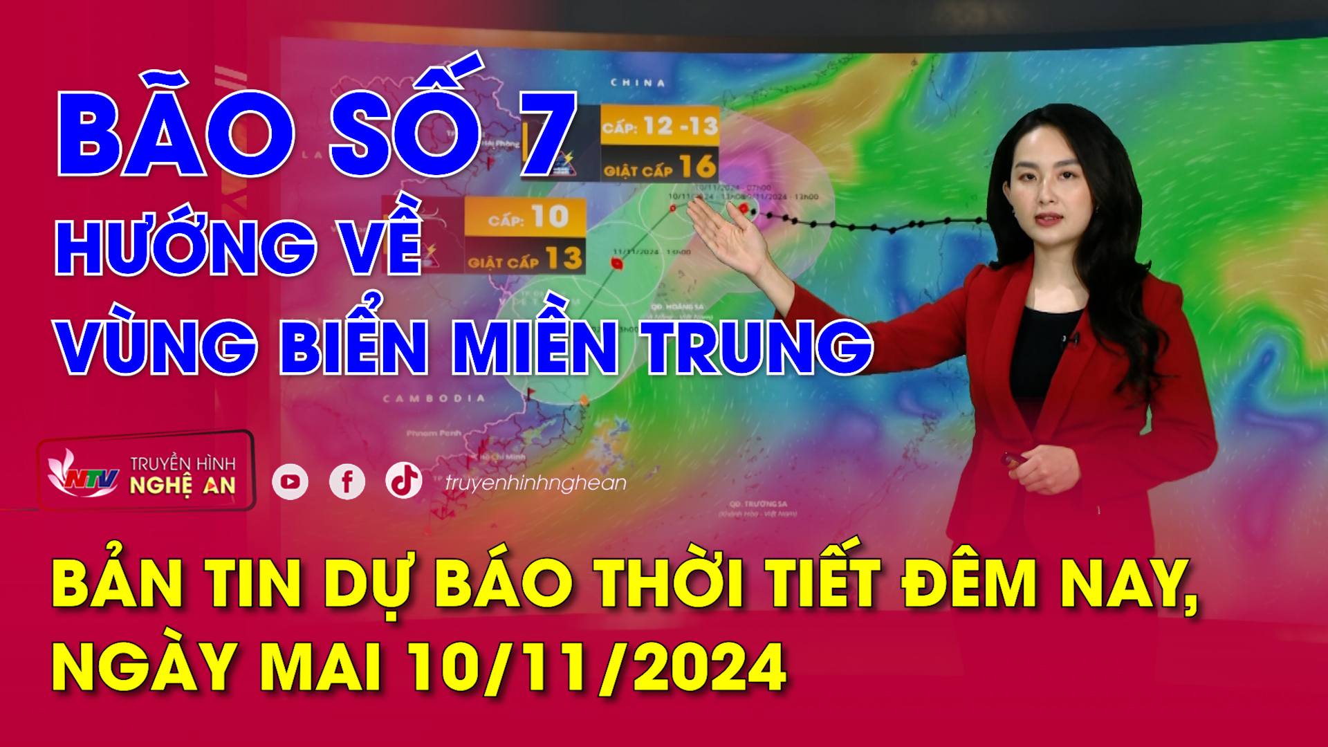 Bản tin Dự báo thời tiết đêm nay, ngày mai 10/11/2024: Bão số 7 hướng về vùng biển miền Trung