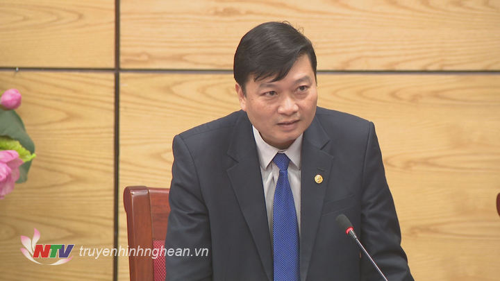 Phó Chủ tịch UBND tỉnh Lê Hồng Vinh phát biểu tại cuộc họp.