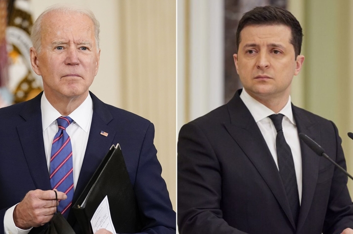 Tổng thống Mỹ Joe Biden và Tổng thống Ukraine Volodymyr Zelensky. (Nguồn: Getty)