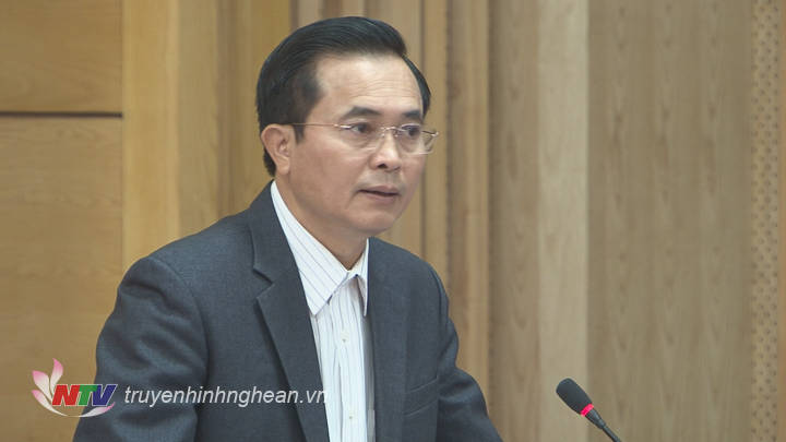 Phó Chủ tịch UBND tỉnh Lê Ngọc Hoa phát biểu tại cuộc họp.