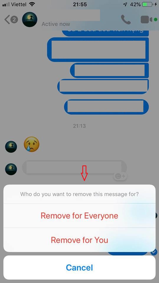 Facebook sẽ cho người dùng 2 lựa chọn: "Remove for you" (xóa cho bạn) và "Remove for Everyone" (xóa cho mọi người)