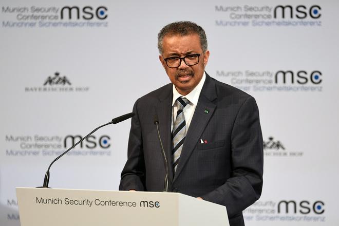 Tổng giám đốc WHO Tedros Adhanom Ghebreyesus phát biểu tại hội nghị An ninh Munich hôm 15/2. Ảnh: Reuters.