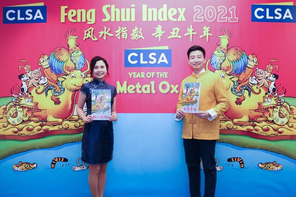 Các nhà phân tích CLSA công bố Feng Shui Index (Chỉ số Phong Thủy) của thị trường chứng khoán Hong Kong (Trung Quốc) - Ảnh: SCMP