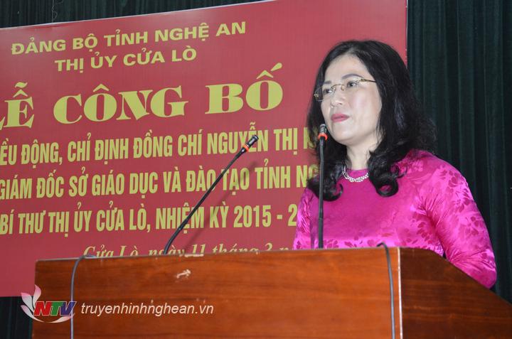 Đồng chí Nguyễn Thị Kim Chi phát biểu nhận nhiệm vụ.