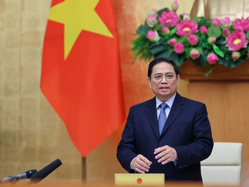 Thủ tướng Phạm Minh Chính chủ trì họp Chính phủ thường kỳ tháng 2, sáng 3/3. Ảnh: Nhật Bắc