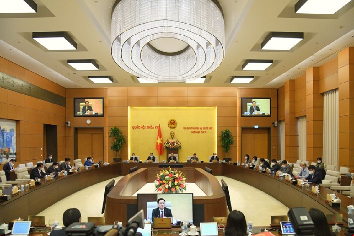 Phiên họp thứ 9 của Ủy ban Thường vụ Quốc hội diễn ra trong 2 đợt với 7,5 ngày làm việc. Ảnh: Quốc hội 