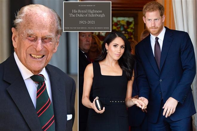 Cặp đôi Harry - Meghan cho biết sẽ rất nhớ Hoàng thân Philip. (Ảnh: pagesix.com)