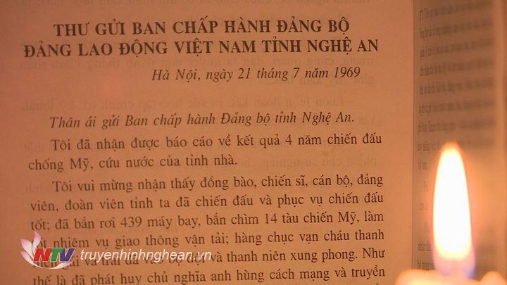 Bức thư cuối cùng Chủ tịch Hồ Chí Minh gửi Đảng bộ Đảng lao động Việt Nam tỉnh Nghệ An.