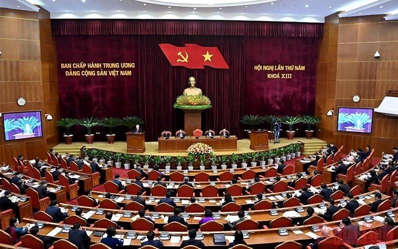 Quang cảnh Hội nghị lần thứ 5 Ban Chấp hành Trung ương Đảng Cộng sản Việt Nam khóa XIII. 