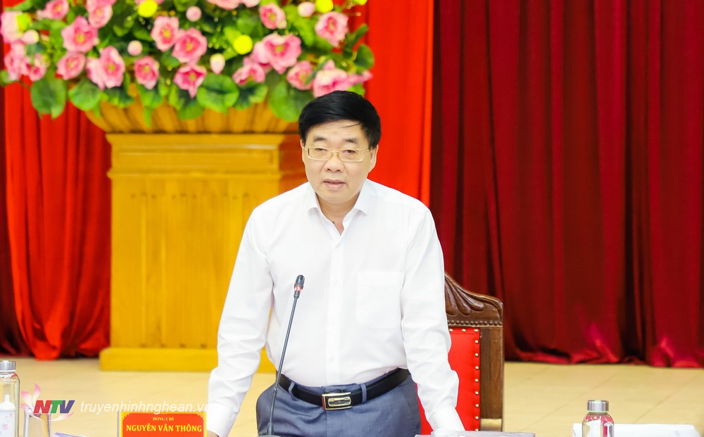 Đồng chí Nguyễn Văn Thông - Phó Bí thư Thường trực Tỉnh ủy kết luận buổi làm việc.