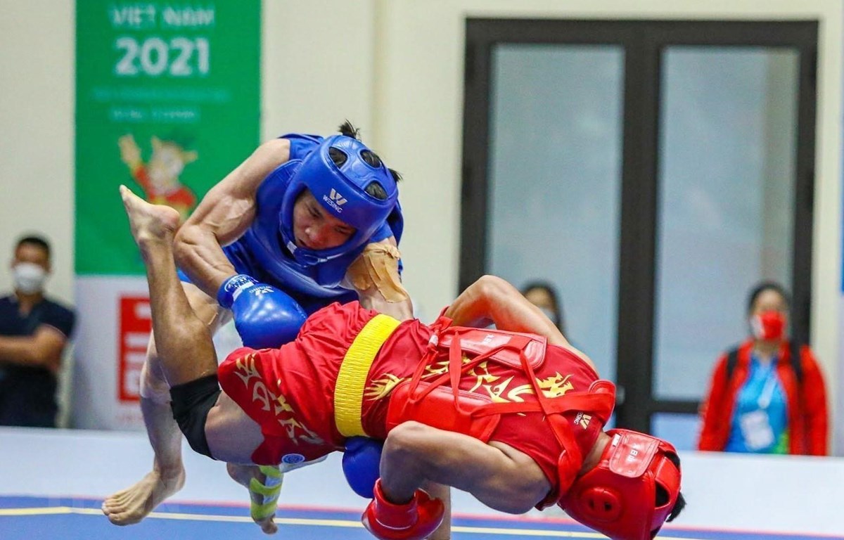 Wushu giành 6 huy chương Vàng ở nội dung tấn thủ. (Ảnh: Phạm Tuấn Anh/TTXVN)