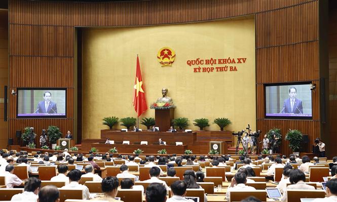 Ngày 31/5, Quốc hội thảo luận về dự án Luật Sở hữu trí tuệ. Ảnh: TTXVN.