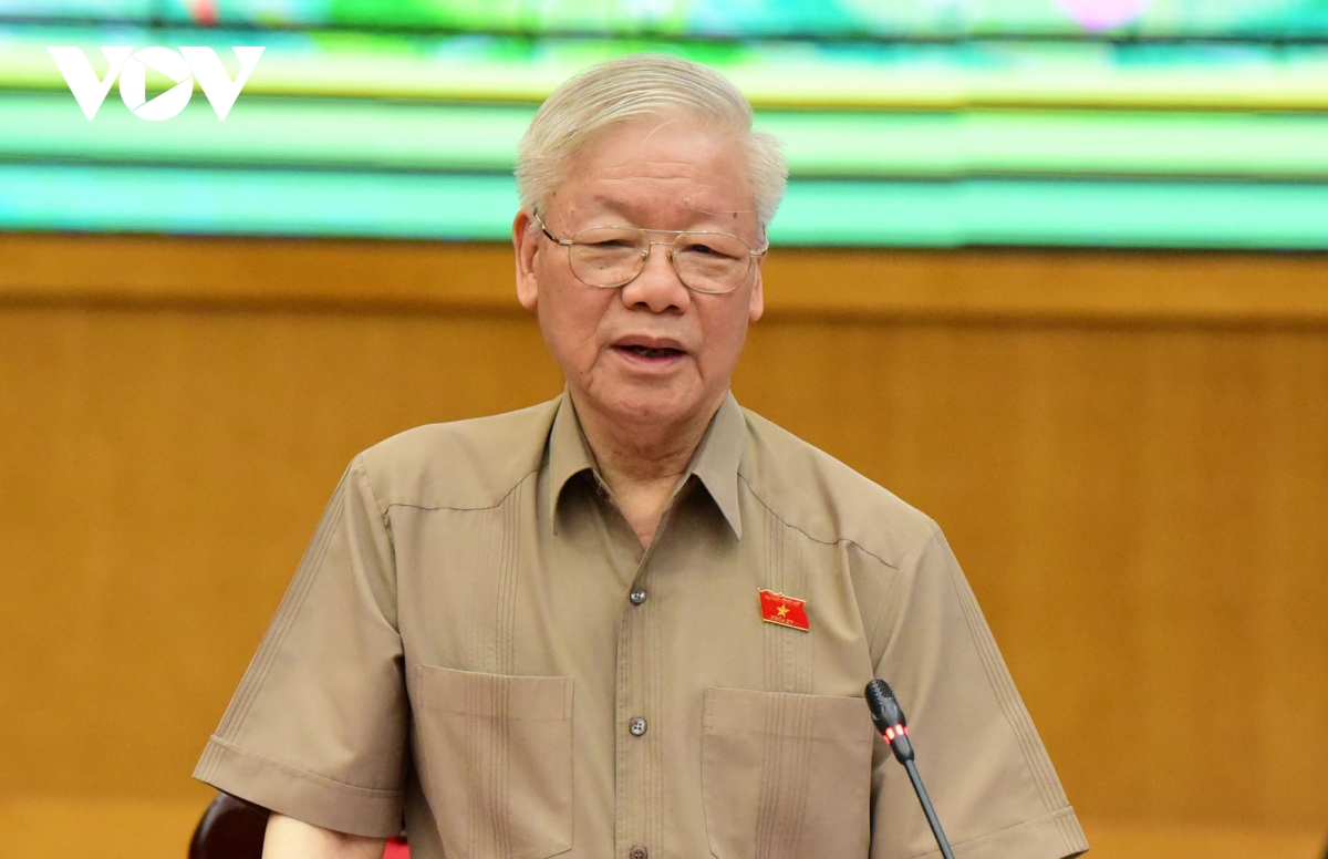 Tổng Bí thư Nguyễn Phú Trọng phát biểu tại buổi tiếp xúc cử tri