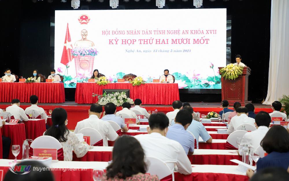 Toàn cảnhkỳ họp thứ 21, HĐND tỉnh Nghệ An khóa 17, nhiệm kỳ 2016-2021.