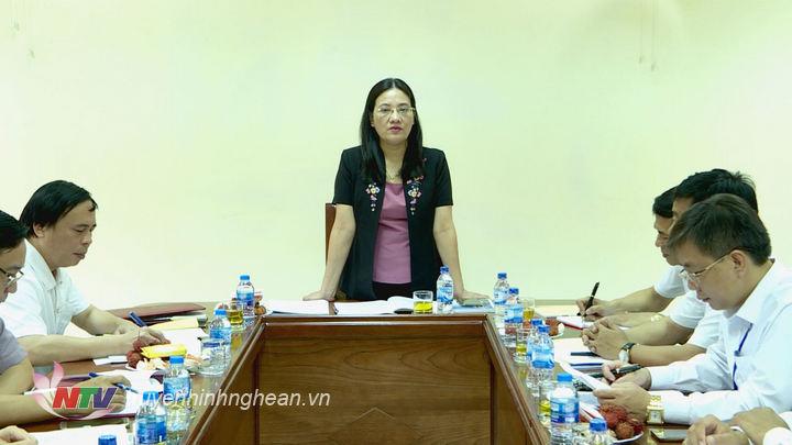 Phó Chủ tịch HĐND tỉnh Cao Thị Hiền phát biểu kết luận buổi làm việc.