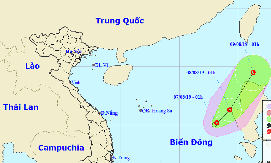 Áp thấp nhiệt đới giật cấp 8 trên biển Đông, cách Hoàng Sa 570 km