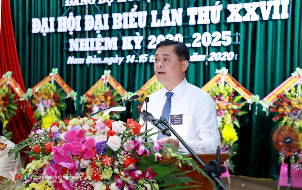 Bí thư Tỉnh ủy Thái Thanh Quý phát biểu chỉ đạo tại  Đại hội Đại biểu Đảng bộ huyện Nam Đàn lần thứ 27.