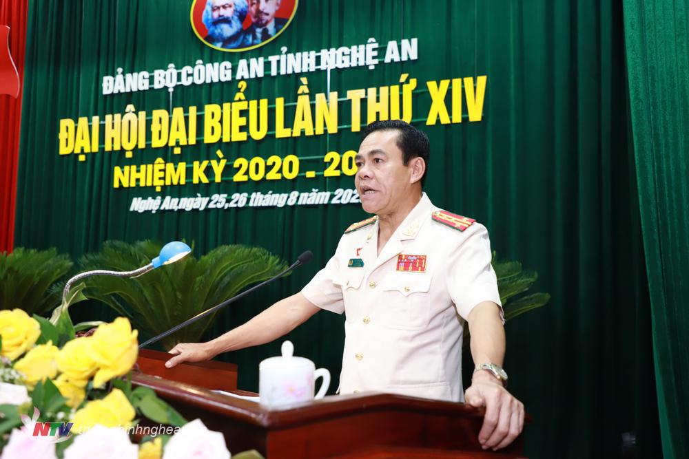 Đại tá Võ Trọng Hải - Ủy viên Ban Thường vụ Tỉnh ủy, Giám đốc Công an tỉnh Nghệ An phát biểu khai mạc Đại hội.