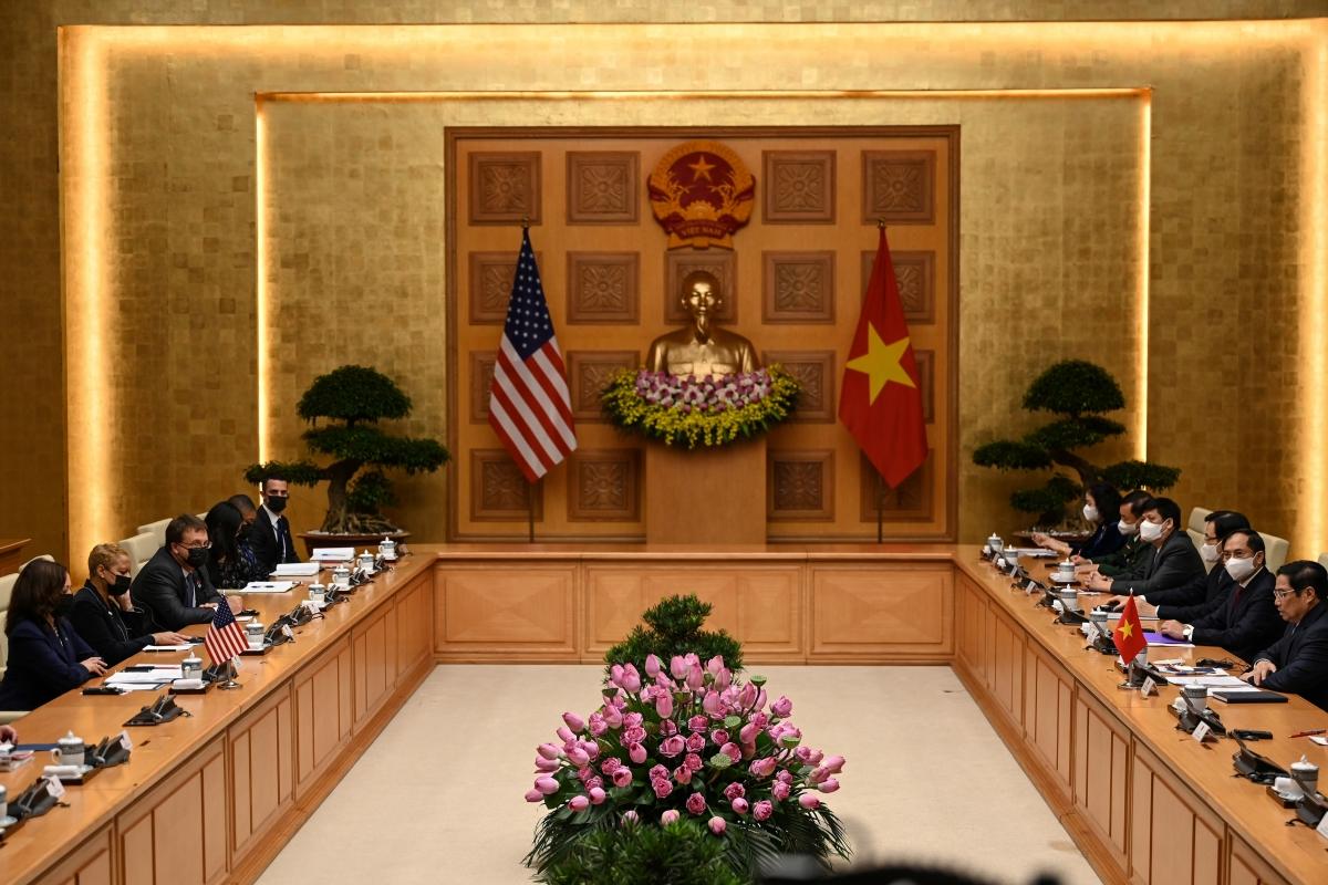 Thủ tướng Phạm Minh Chính nhấn mạnh Việt Nam coi kinh tế - thương mại là trụ cột và động lực của quan hệ Việt Nam – Hoa Kỳ. Ảnh: Reuters.