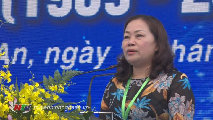 Đ/c Nguyễn Thị Thu Hường phát biểu tại lễ kỷ niệm.