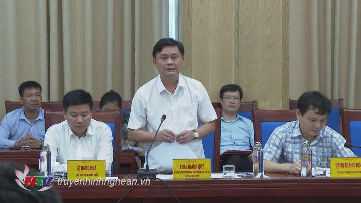 Chủ tịch UBND tỉnh Thái Thanh Quý phát biểu tại buổi làm việc.