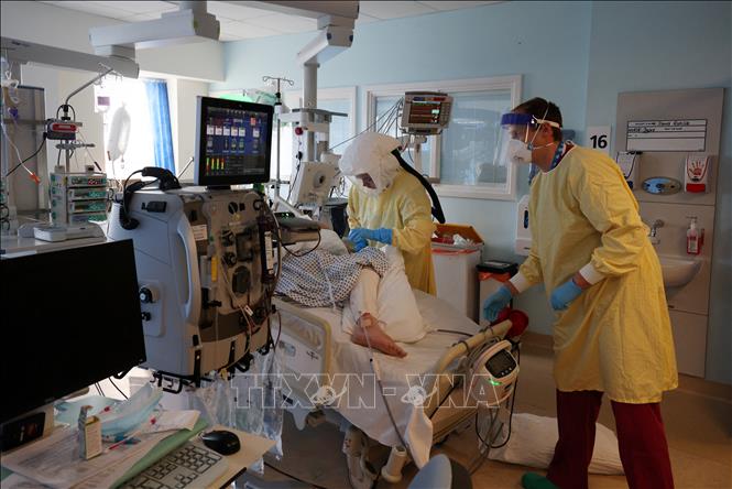 Nhân viên y tế điều trị cho bệnh nhân COVID-19 tại bệnh viện ở Portsmouth, Anh. Ảnh tư liệu: AFP/TTXVN