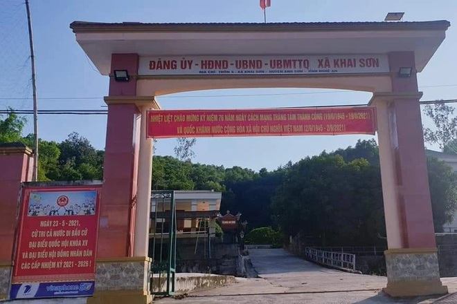 UBND xã Khai Sơn, nơi bà Nguyễn Thị Ngọc Ánh đang đương chức Chủ tịch UBND xã bị Công an huyện Anh Sơn (Ảnh: N.P).