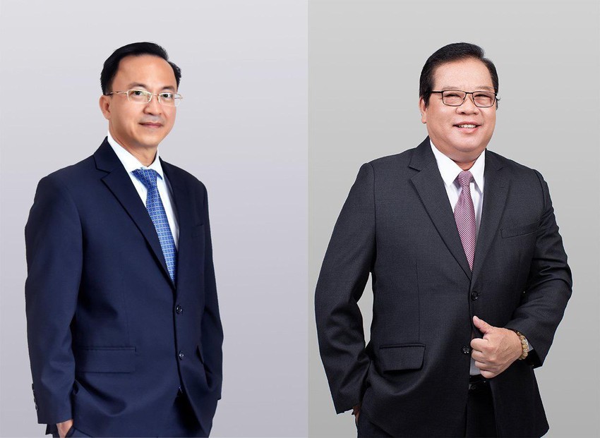 Ông Lưu Quốc Thắng (bên phải), Trưởng Ban kiểm soát Ngân hàng Sài Gòn (SCB) và ông Diệp Bảo Châu, Phó Tổng Giám đốc SCB.