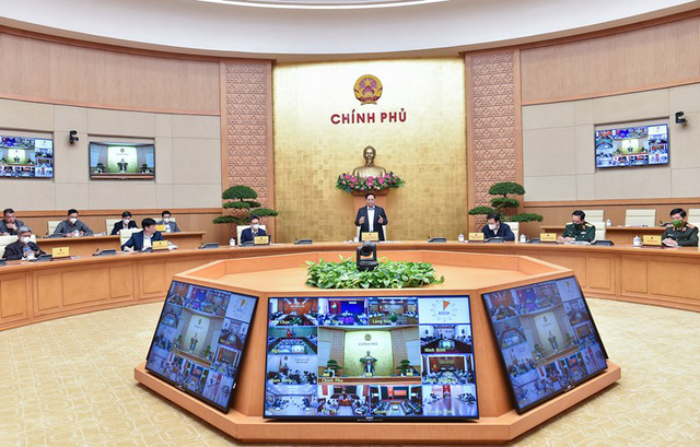 Thủ tướng Chính phủ Phạm Minh Chính tại cuộc họp trực tuyến các địa phương về công tác phòng, chống dịch COVID-19. Ảnh: VGP
