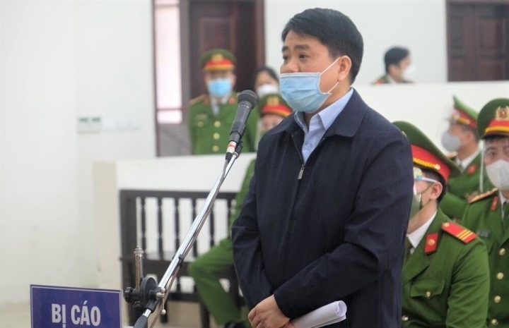 Cựu Chủ tịch UBND TP Hà Nội Nguyễn Đức Chung tại tòa. 