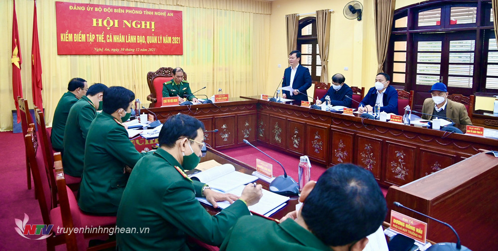 Chủ tịch UBND tỉnh Nguyễn Đức Trung dự chỉ đạo hội nghị kiểm điểm tập thể, cá nhân lãnh đạo quản lý năm 2021 của Đảng ủy BĐBP tỉnh 