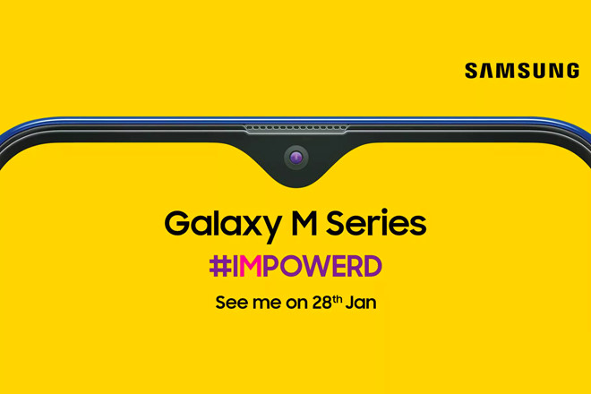 Thiệp giới thiệu mẫu Galaxy M sắp ra mắt tại Ấn Độ. Ảnh: Samsung.