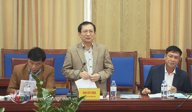 Đồng chí Đinh Viết Hồng - Phó Chủ tịch UBND tỉnh Nghệ An phát biểu tại buổi làm việc.