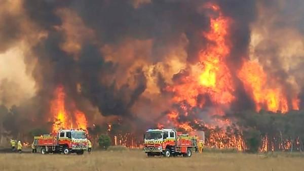 Lực lượng chức năng Úc không thể kiểm soát tình hình cháy rừng ở nhiều khu vực. (Ảnh: BBC)
