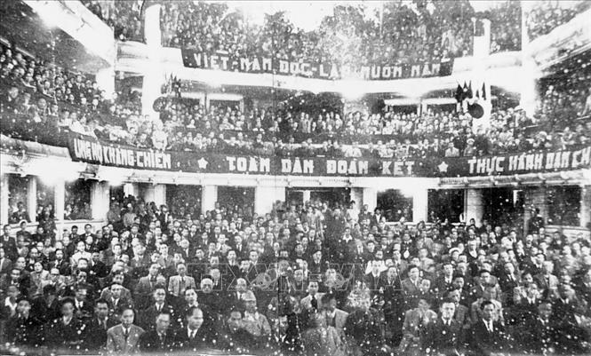 Quang cảnh buổi khai mạc kỳ họp thứ nhất, Quốc hội khoá I, ngày 2/3/1946. Ảnh: Tư liệu 