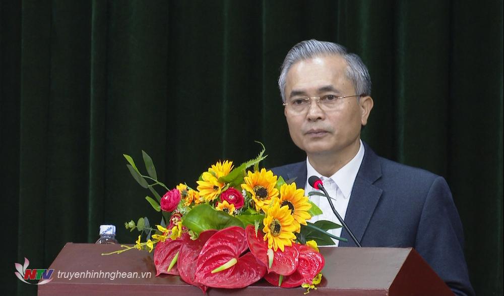 Phó Chủ tịch UBND tỉnh Lê Ngọc Hoa phát biểu tại hội nghị.