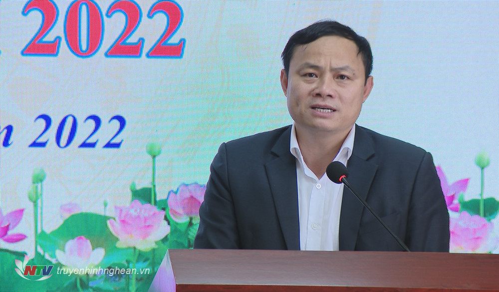 Phó Ban Tuyên giáo Tỉnh uỷ Phạm Ngọc Cảnh phát biểu tại hội nghị.
