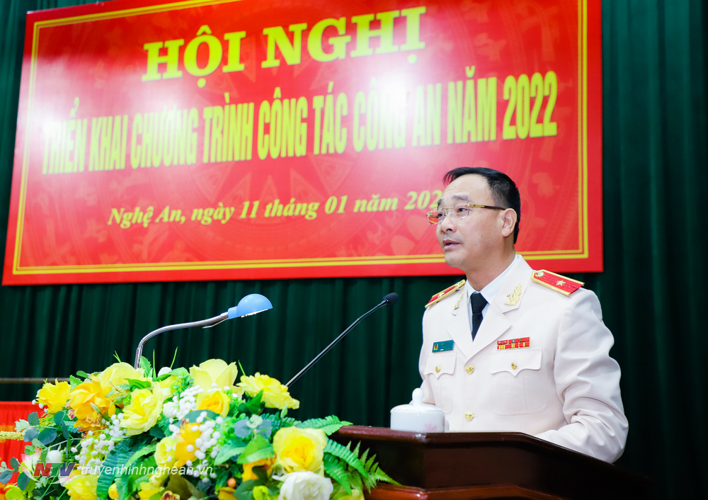 Thiếu tướng Phạm Thế Tùng - Giám đốc Công an tỉnh khai mạc Hội nghị.