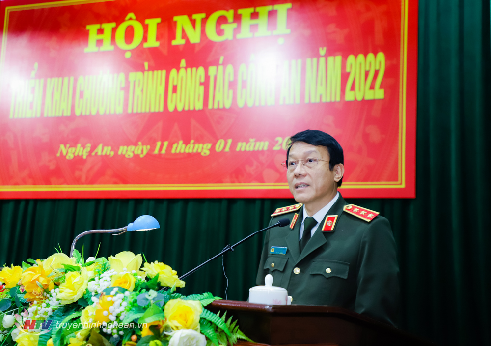 Thượng tướng Lương Tam Quang - Thứ trưởng Bộ Công an phát biểu chỉ đạo Hội nghị.