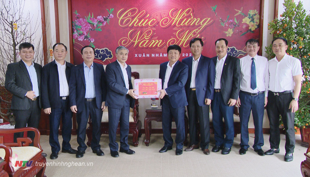 Phó Chủ tịch UBND tỉnh Lê Ngọc Hoa tặng quà chúc Tết Công ty Điện lực Nghệ An.