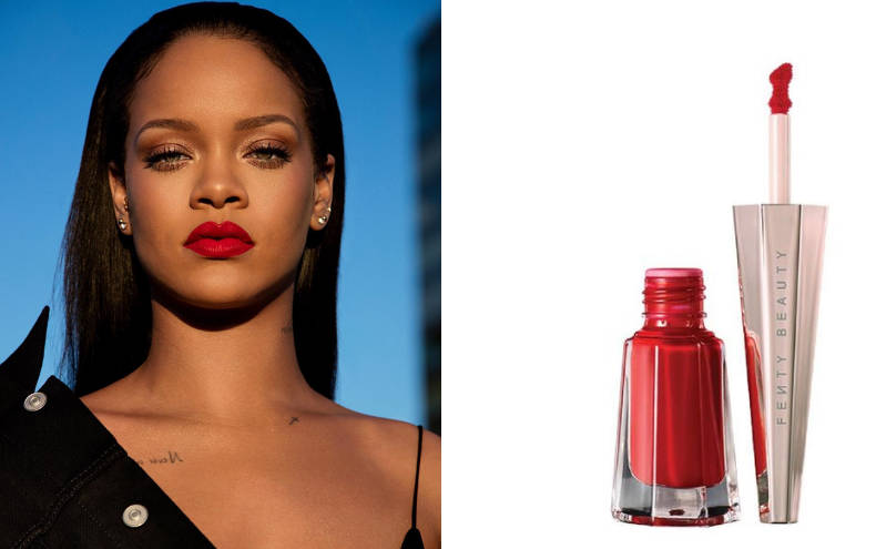 Theo xu hướng làm đẹp tân thời, Rihanna cho ra mắt màu son đỏ trầm dưới dạng kem lì.