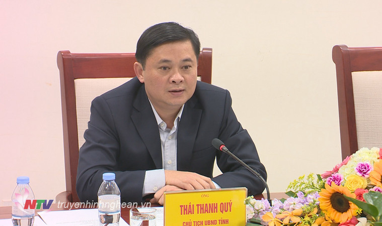 Chủ tịch UBND tỉnh Thái Thanh Quý phát biểu tại buổi làm việc.