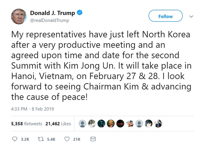 Dòng tweet của ông Trump. 