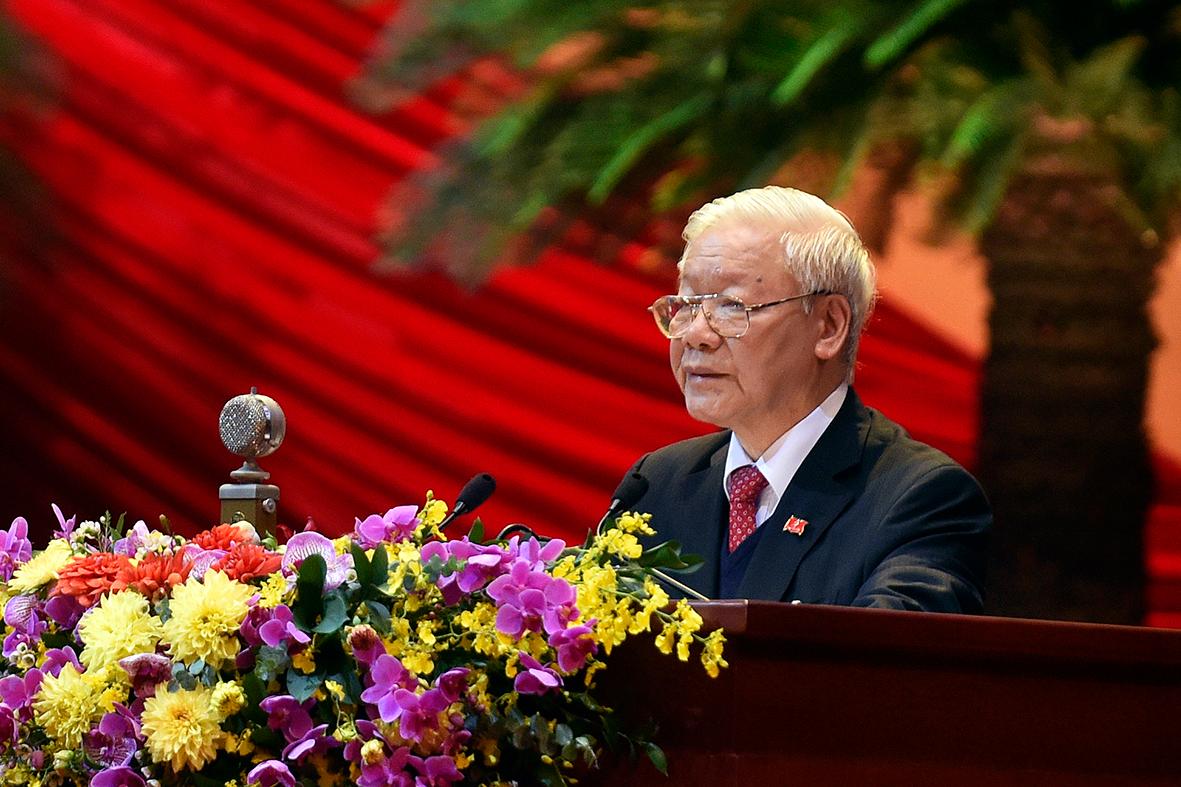 Thay mặt Ban Chấp hành Trung ương Đảng khóa XIII, Tổng Bí thư, Chủ tịch nước Nguyễn Phú Trọng phát biểu cảm ơn Đại hội.