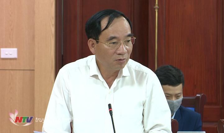 Phó Chủ tịch HĐND tỉnh Hoàng Viết Đường phát biểu tại cuộc họp.